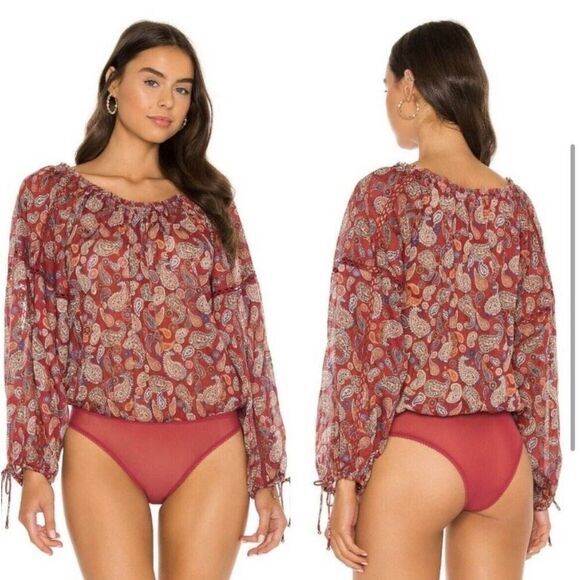Free People Tops - Free People Intimately Free Sundown Bodysuit Paisley Print Women Off Shoulder